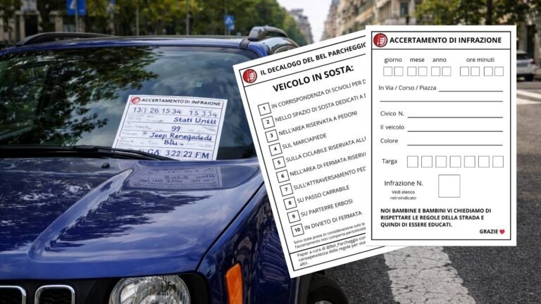 Multa bambini bel parcheggio