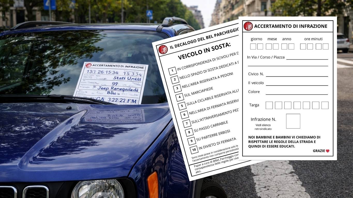 Multa bambini bel parcheggio